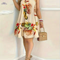 Women's Elegant Backless Floral Halter Dress - Perfect for Vacation   OAXG 
