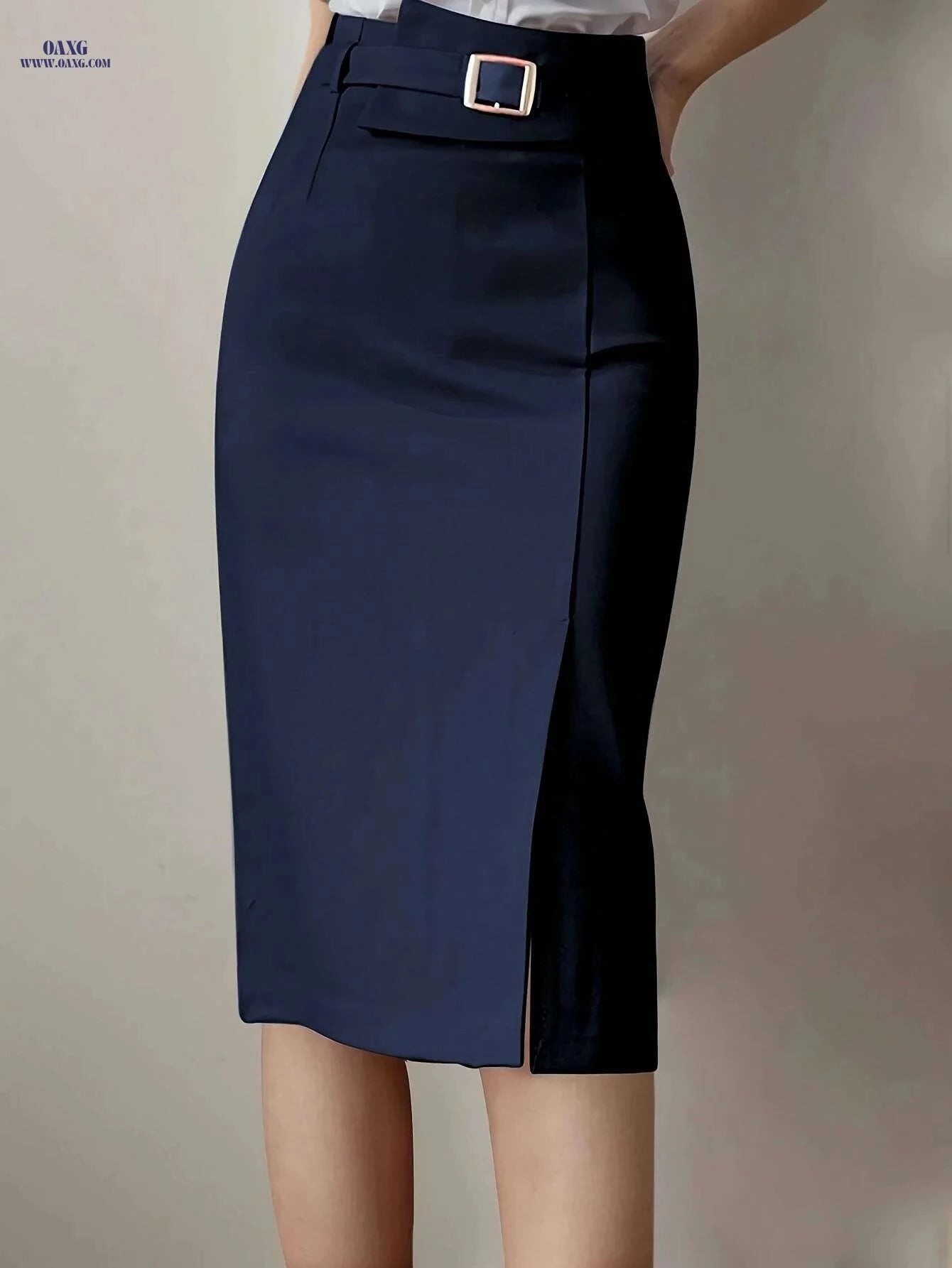 Women's Elegant Belted Maxi Skirt - Chic Formal & Everyday Outfit   OAXG 
