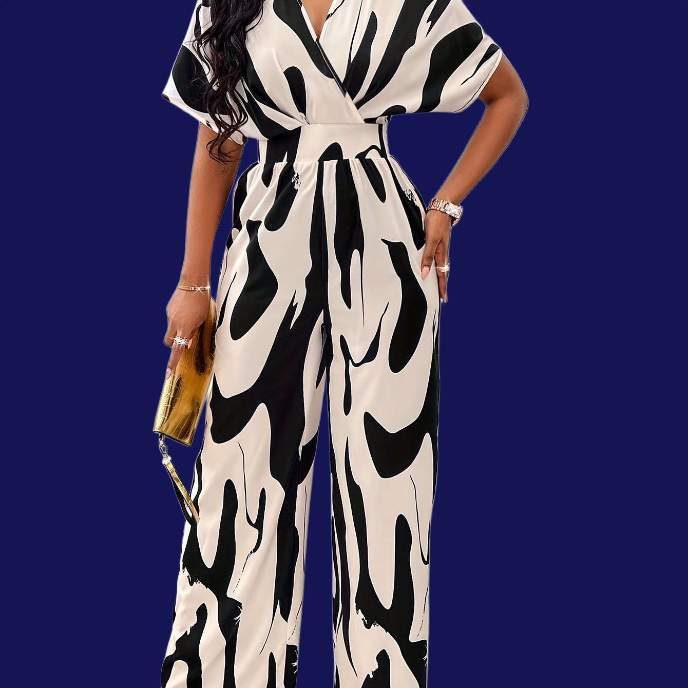 Women's Elegant Black and White Pantsuit - Formal & Casual Style