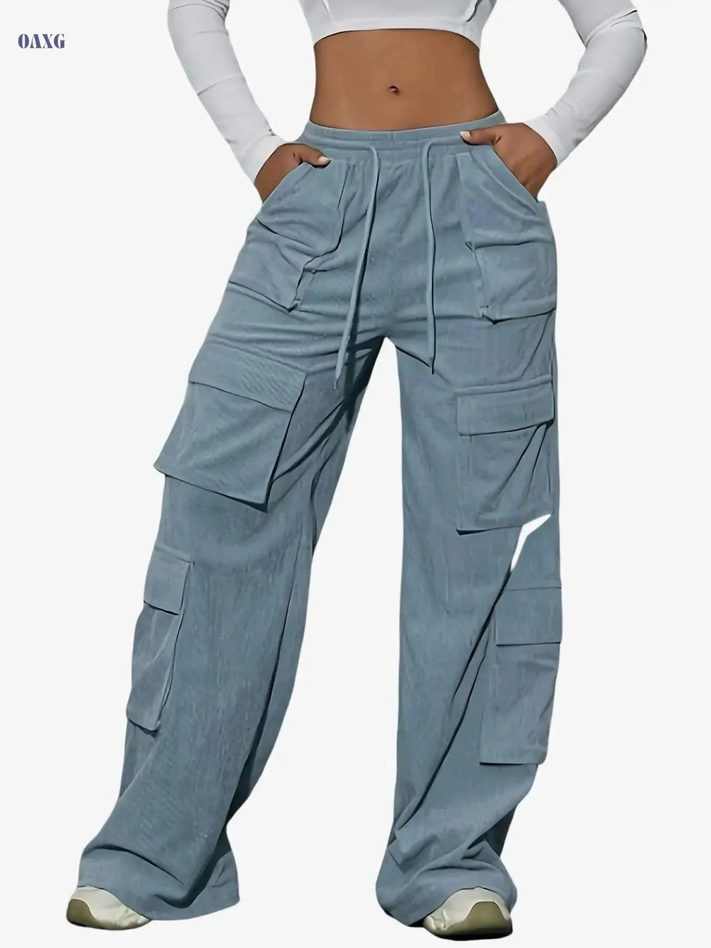 Women's Elegant Cargo Pants - Non-Stretch, Machine Washable, All-Season   OAXG 