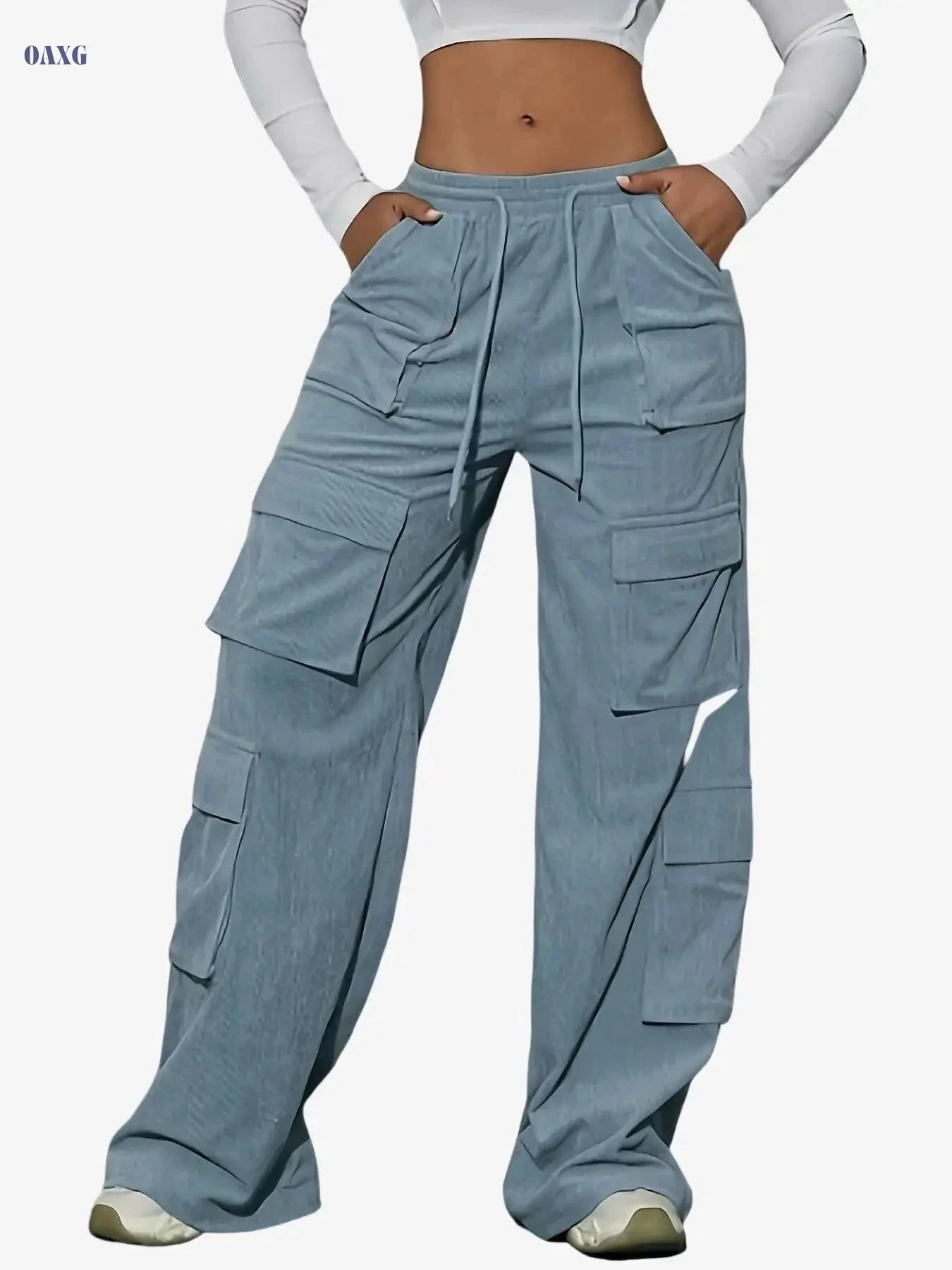 Women's Elegant Cargo Pants - Non-Stretch, Machine Washable, All-Season   OAXG 