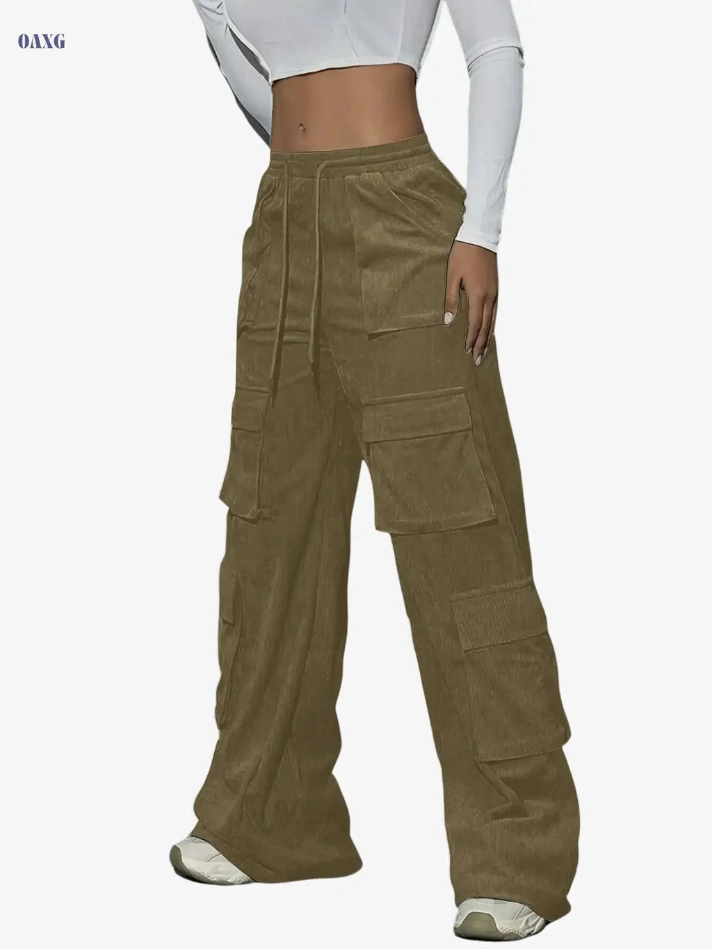 Women's Elegant Cargo Pants - Non-Stretch, Machine Washable, All-Season   OAXG Blue / XS