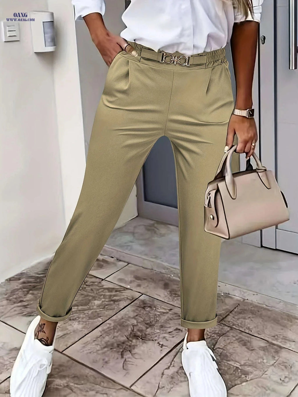 Women's Elegant Casual Pants - Stretchy Business & Everyday Wear   OAXG Navy Blue / S