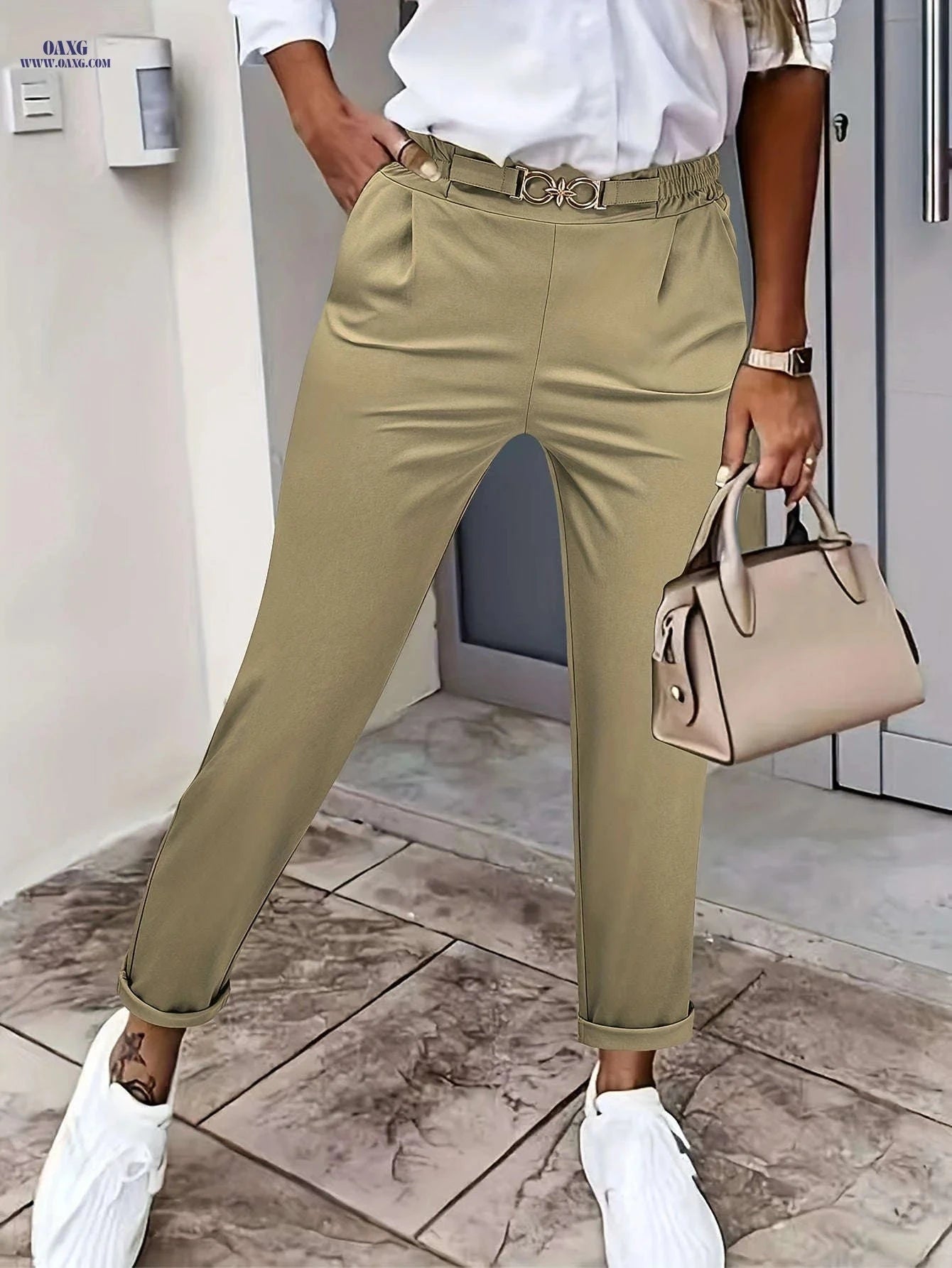 Women's Elegant Casual Pants - Stretchy Business & Everyday Wear   OAXG Navy Blue / S