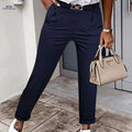 Women's Elegant Casual Pants - Stretchy Business & Everyday Wear   OAXG Navy Blue / S