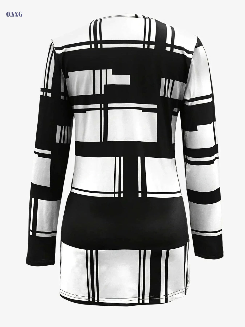 Women's Elegant Color Block T-Shirt - Asymmetrical Hem & Zipper Detail   OAXG Black / S