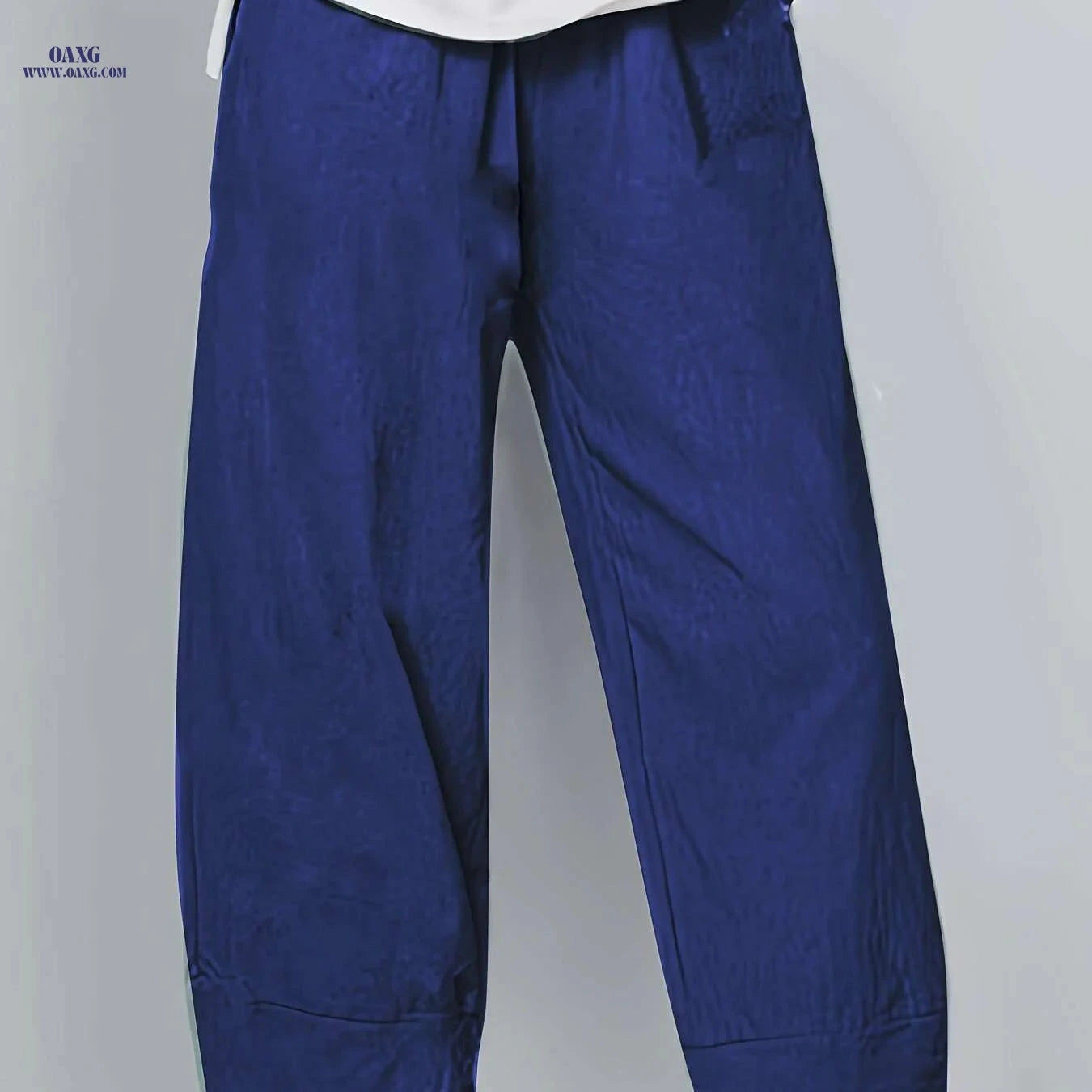 Women's Elegant Cropped Pants - Light Grey, Elastic Waist, Asymmetrical Pockets   OAXG 