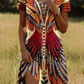 Women's Elegant Floral A-Line Dress - Machine Washable, Knee-Length   OAXG 