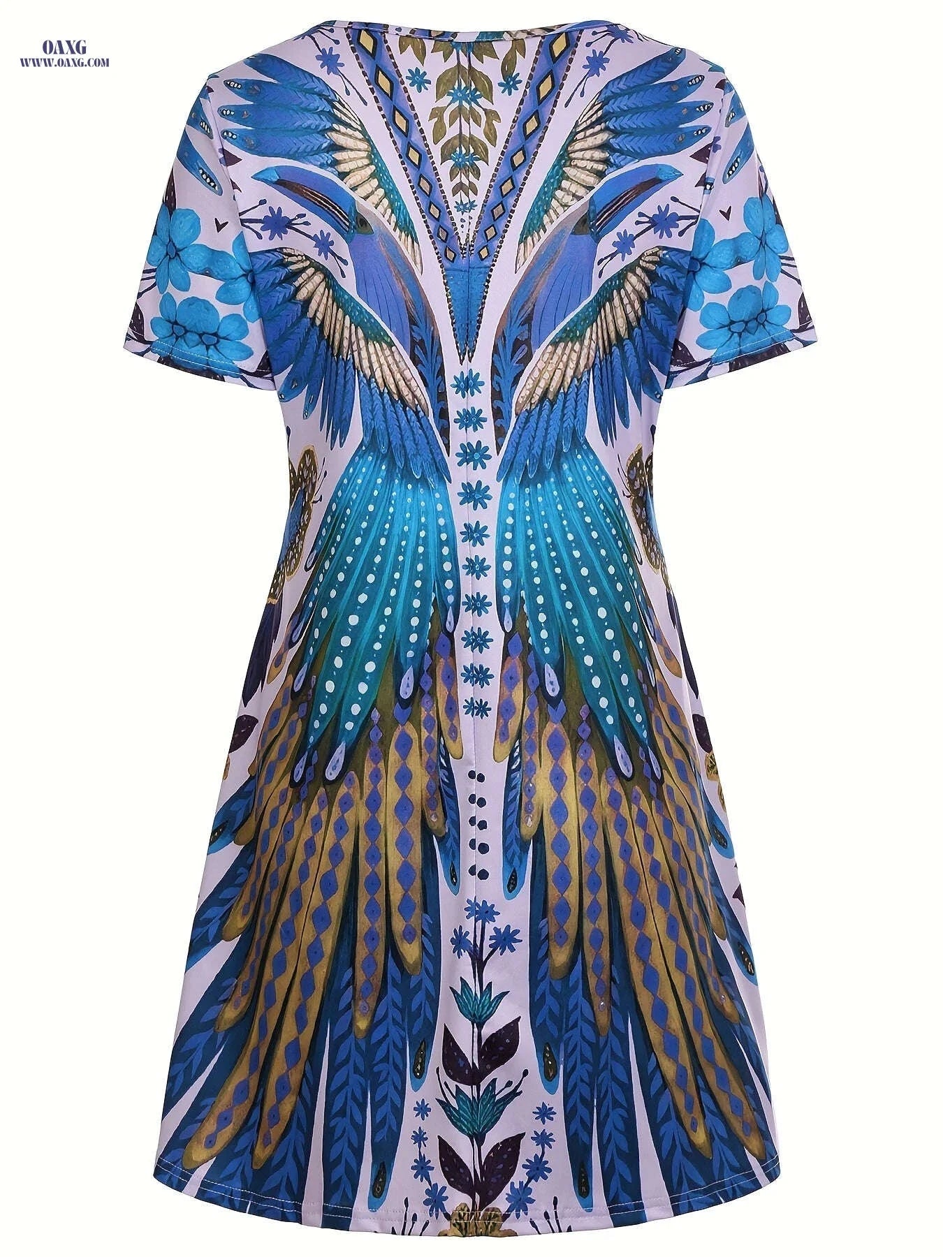 Women's Elegant Floral A-Line Dress - Machine Washable, Knee-Length   OAXG 