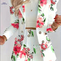 Women's Elegant Floral Print Blazer & Skirt Set - Spring/Fall Style   OAXG 