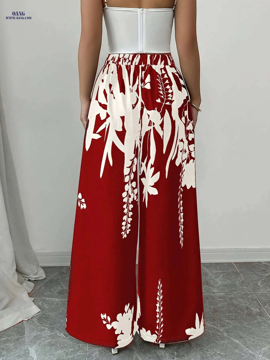 Women's Elegant Floral Print Wide-Leg Pants - Lightweight & Stylish   OAXG 