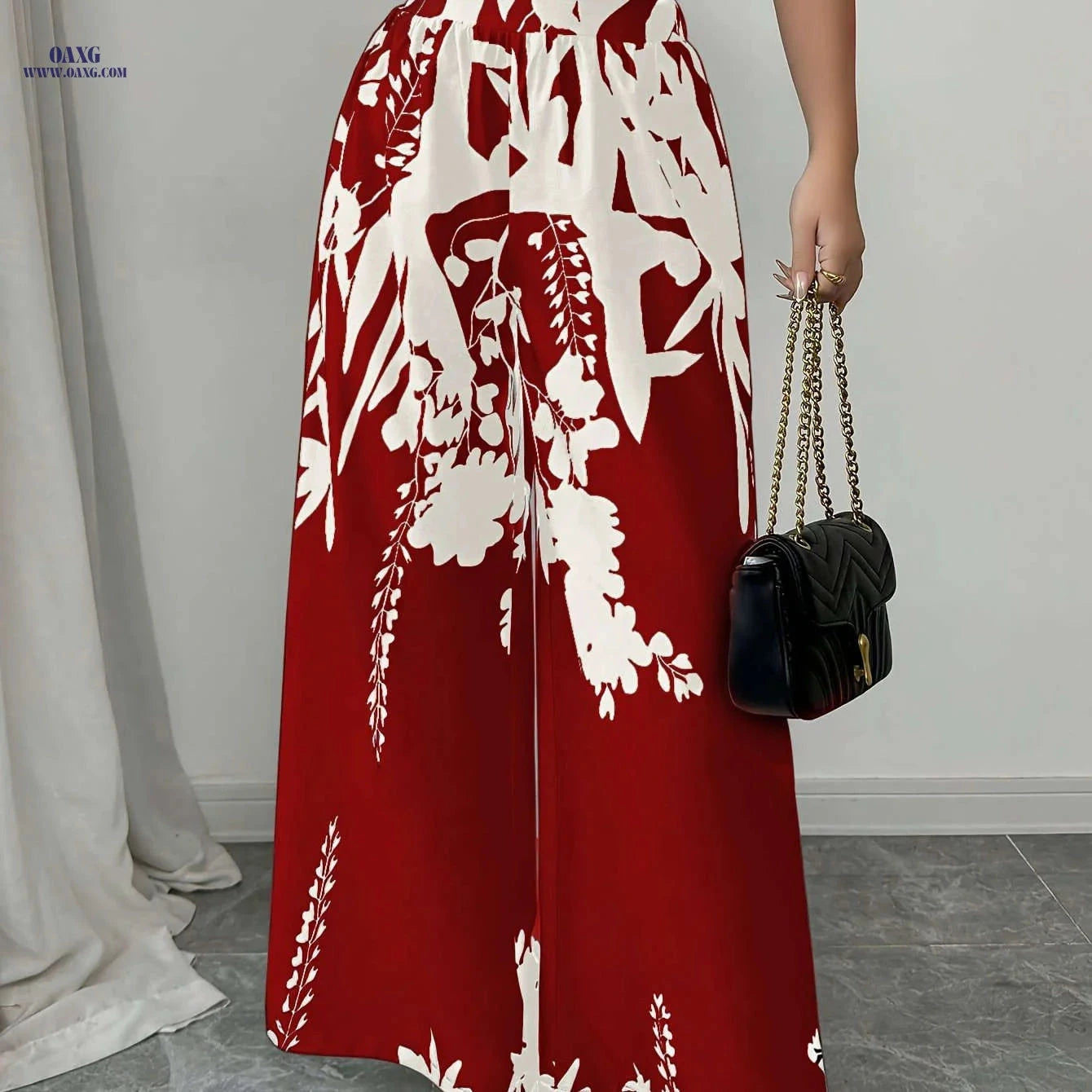 Women's Elegant Floral Print Wide-Leg Pants - Lightweight & Stylish   OAXG 