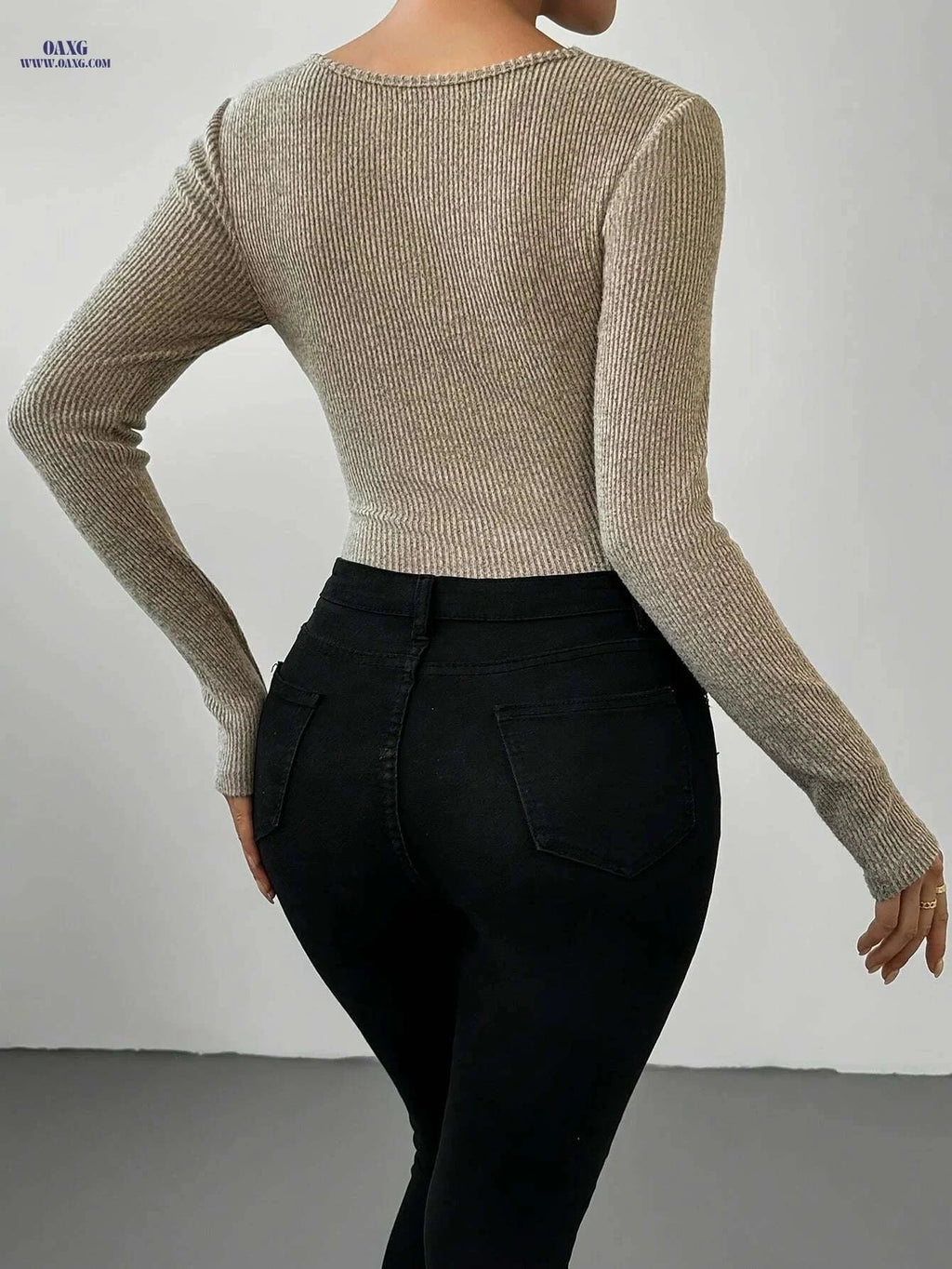 Women's Elegant High-Neck Bodysuit - Stretchy Slim Fit for Layering   OAXG 