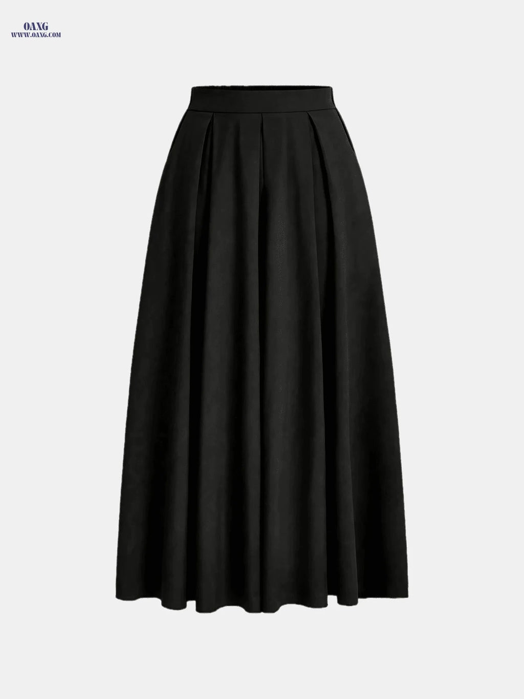 Women's Elegant High-Waisted A-Line Maxi Skirt - Chic All-Season Style   OAXG Black / XS
