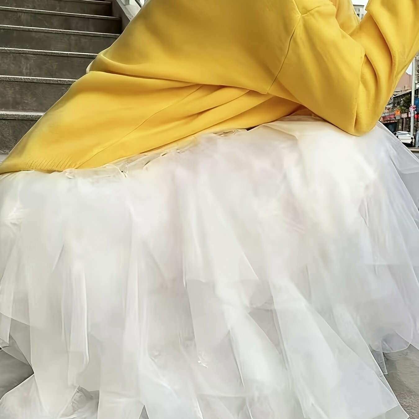 Women's Elegant High-Waisted A-Line Tulle Skirt - Perfect for Spring/Fall   OAXG 