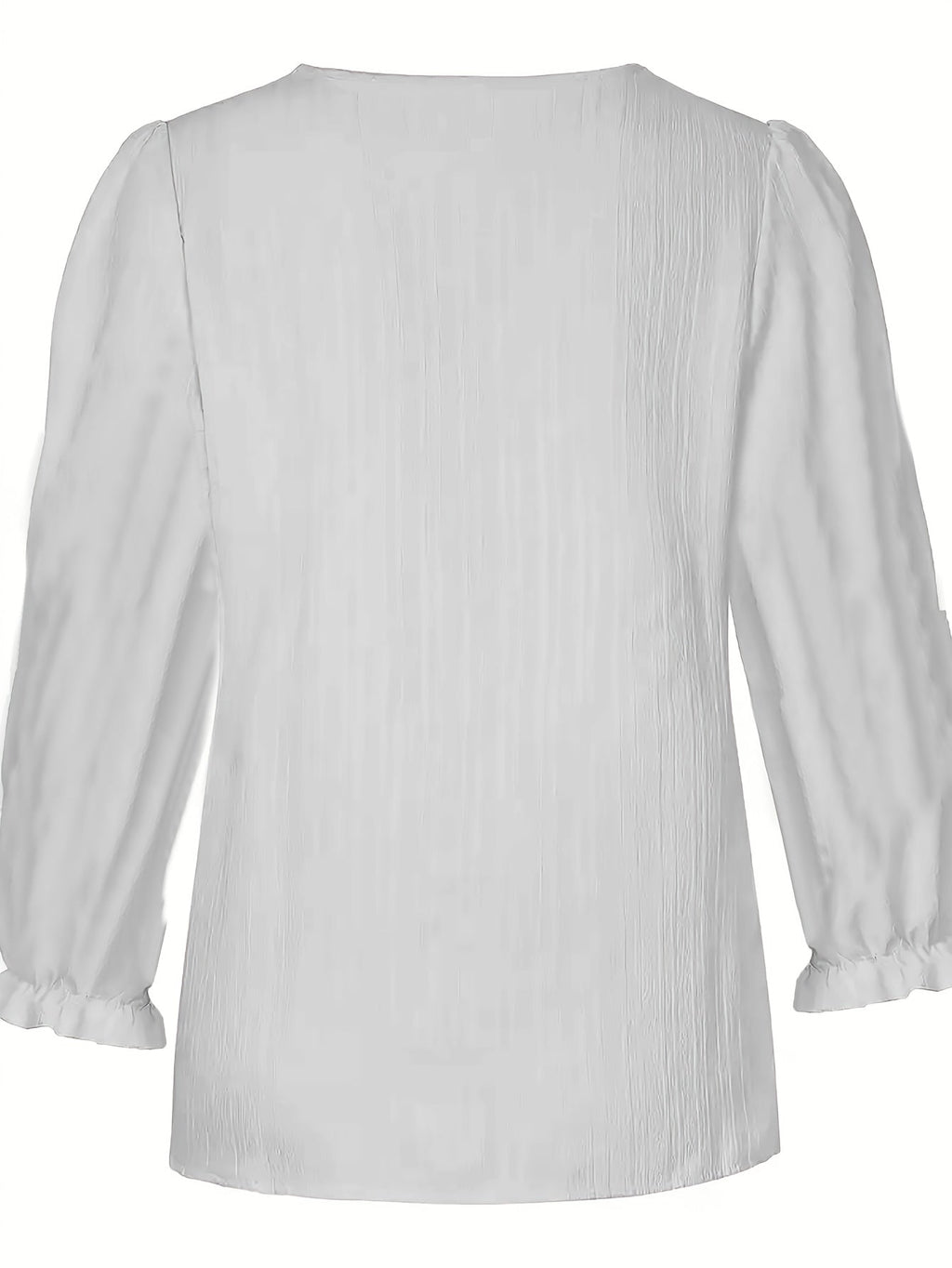 Women's Elegant Lace-Like Textured V-Neck Short Sleeve Blouse - Lightweight Breathable Casual Shirt, Machine Washable Solid Color Top for Spring & Summer   OAXG White / S
