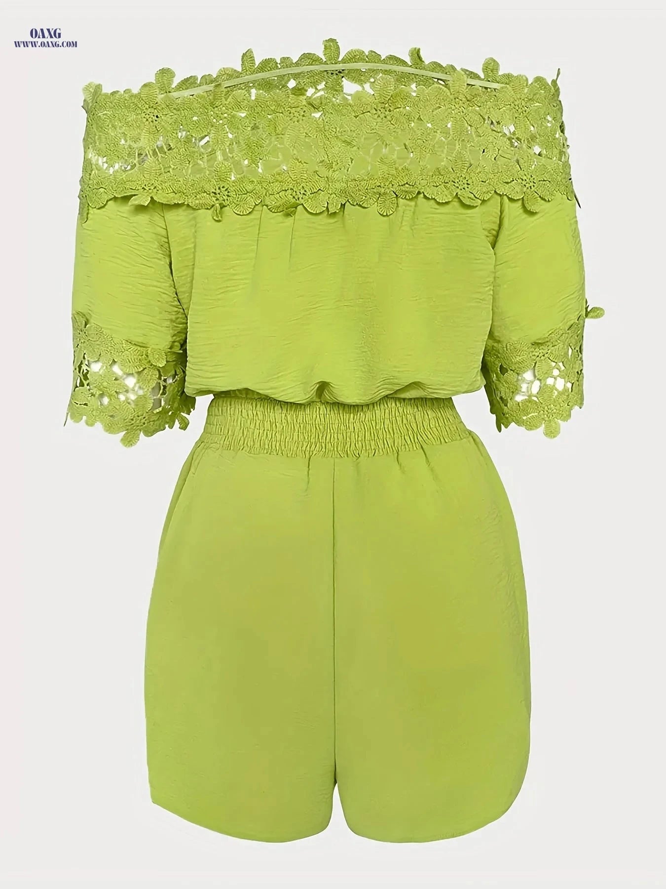 Women's Elegant Lace Patchwork Cropped Jumpsuit - Halter Neck Style   OAXG 