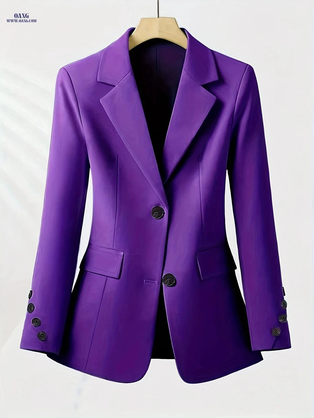 Women's Elegant Lapel Jacket - Long Sleeve for Spring & Autumn   OAXG Pink / S