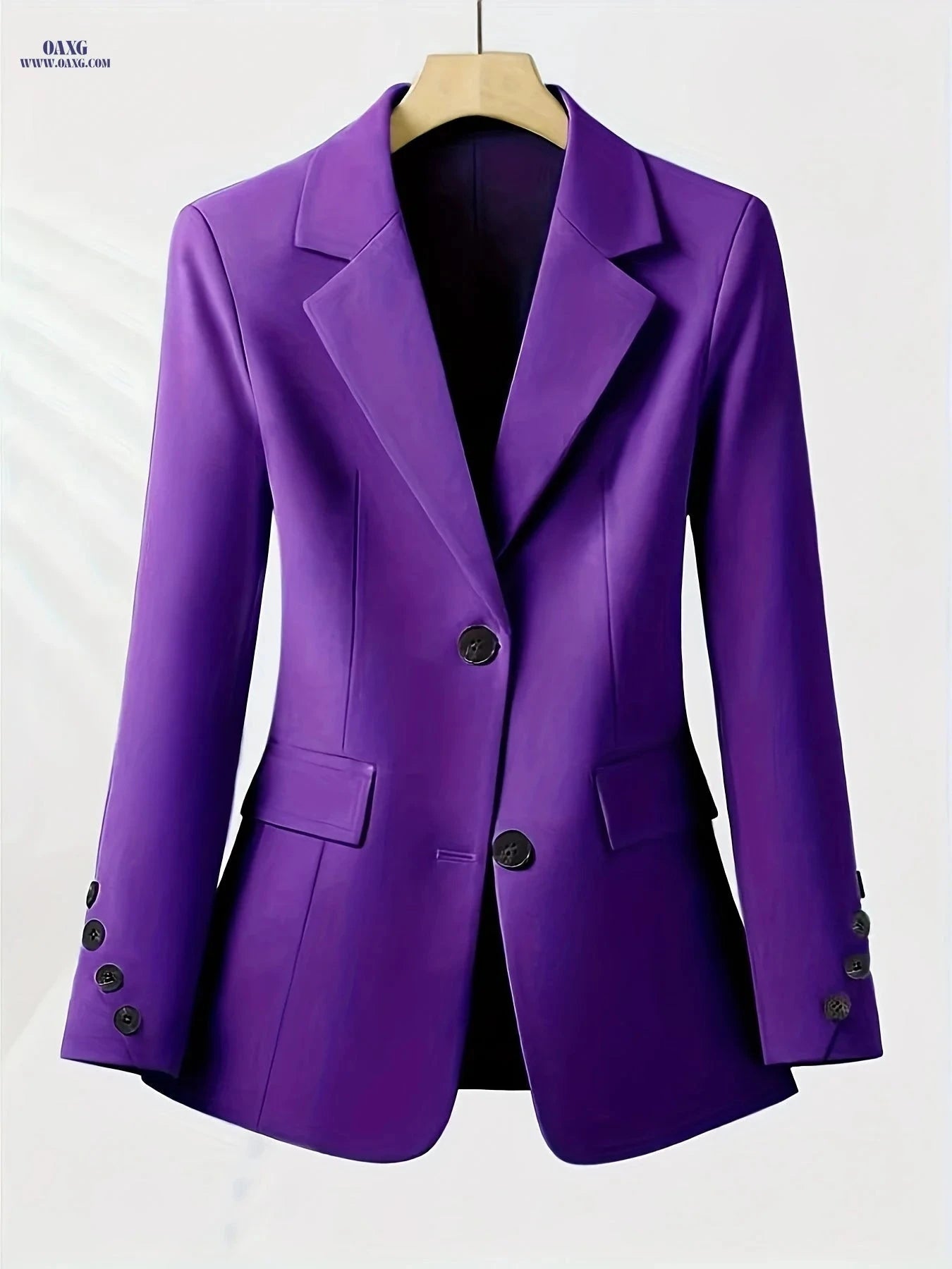 Women's Elegant Lapel Jacket - Long Sleeve for Spring & Autumn   OAXG Pink / S
