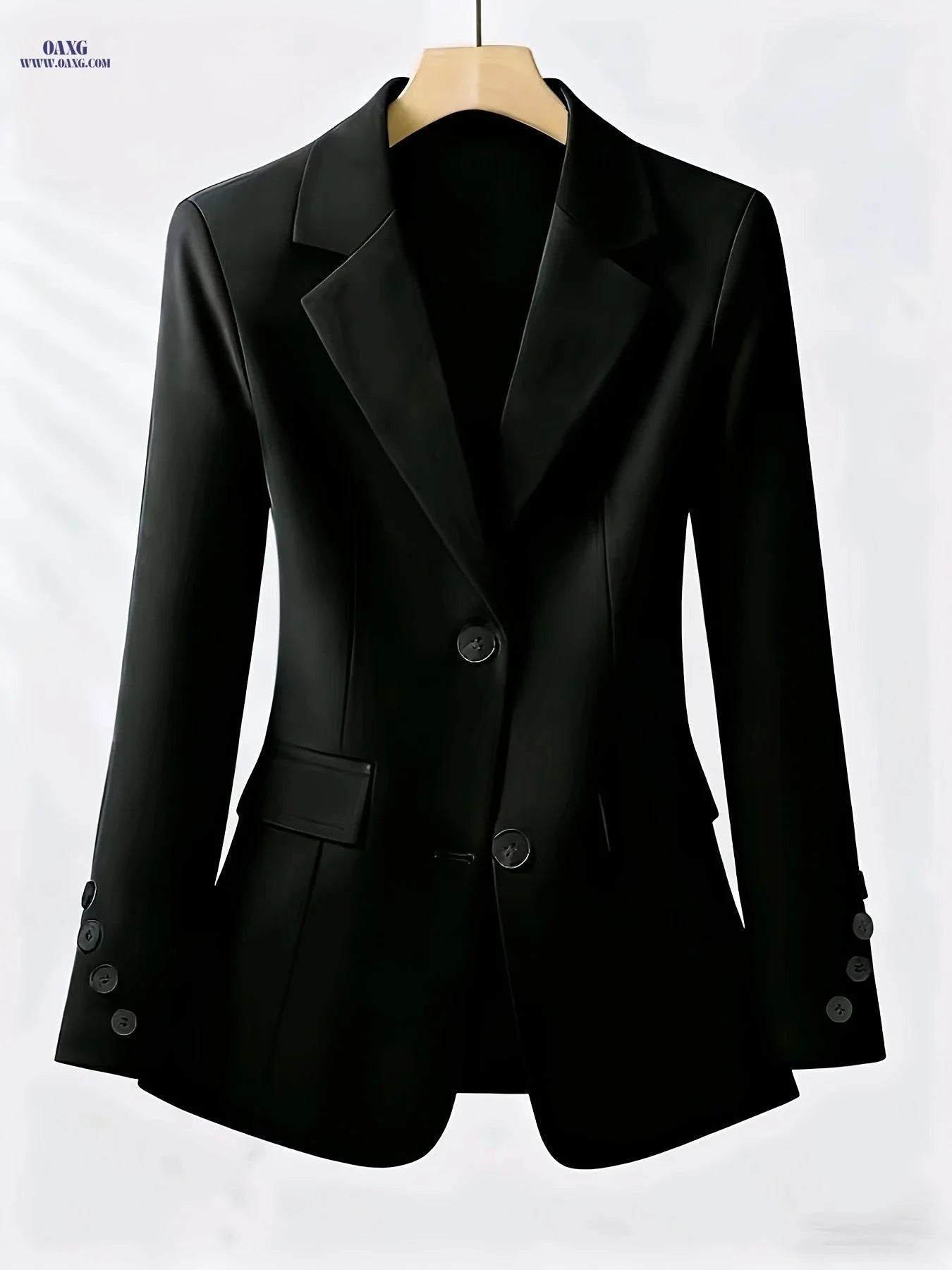 Women's Elegant Lapel Jacket - Long Sleeve for Spring & Autumn   OAXG 