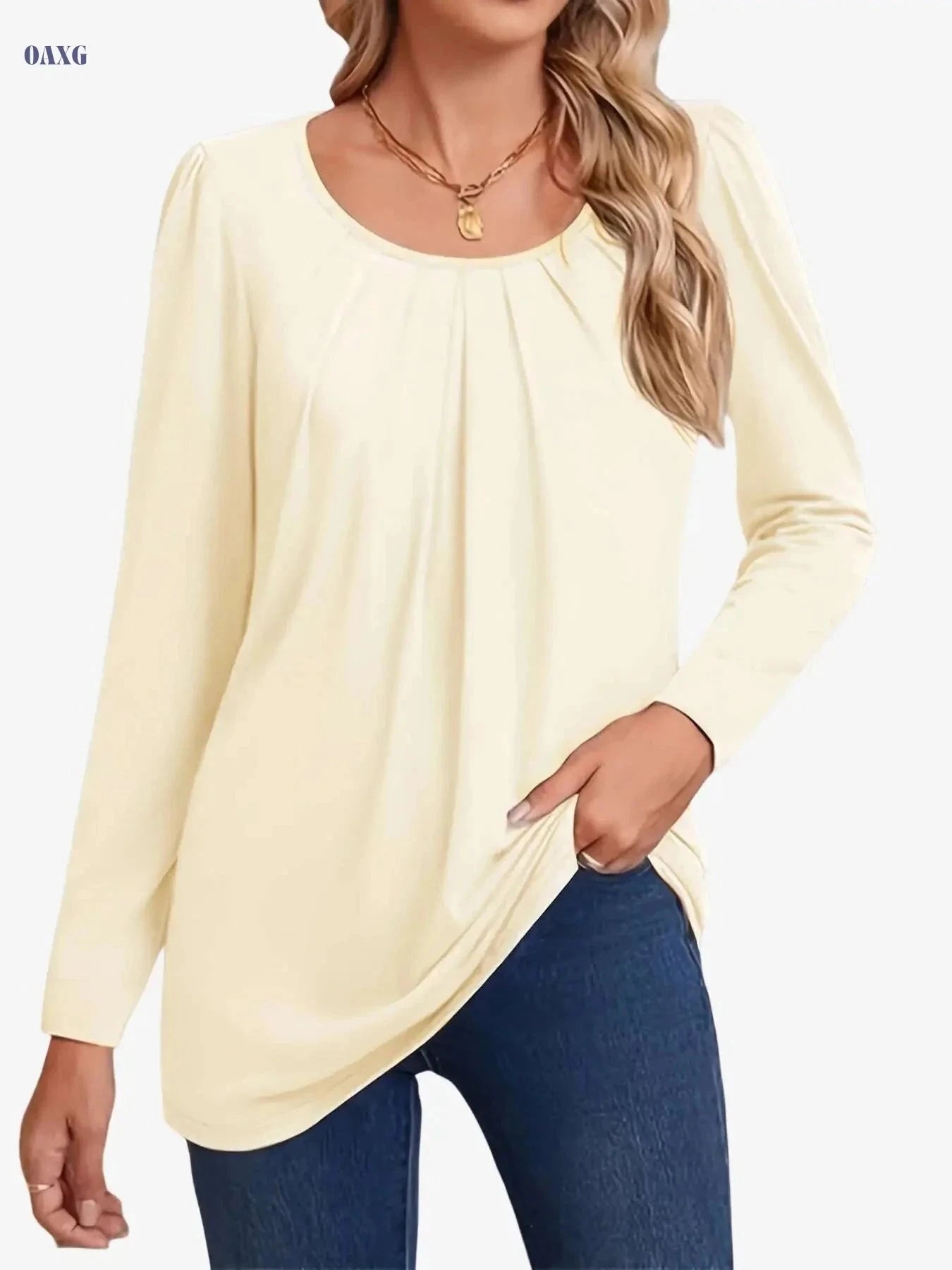 Women's Elegant Long Sleeve Blouse - Chic Office & Party Top   OAXG Royal Blue / S