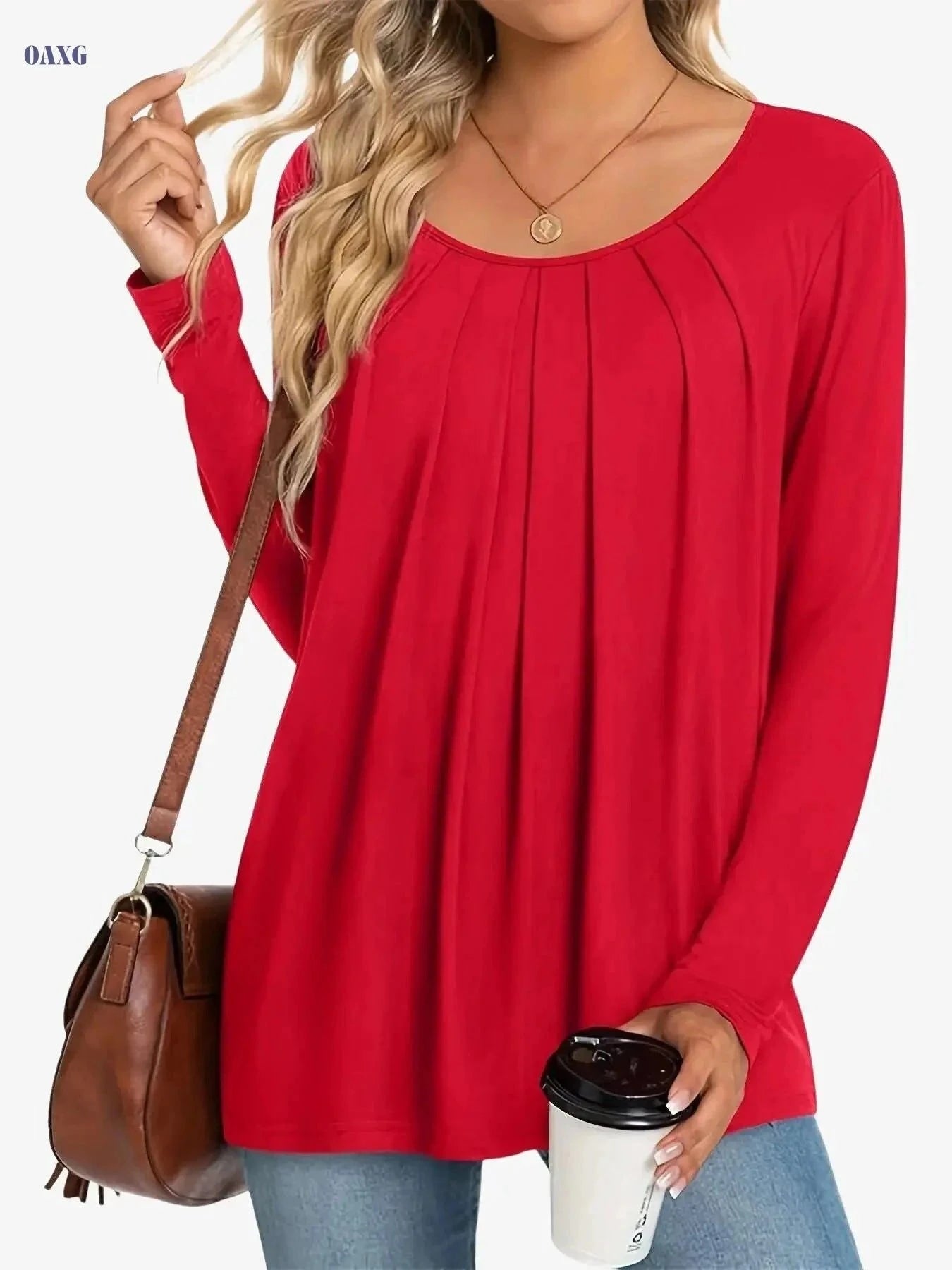 Women's Elegant Long Sleeve Blouse - Chic Office & Party Top   OAXG Royal Blue / S