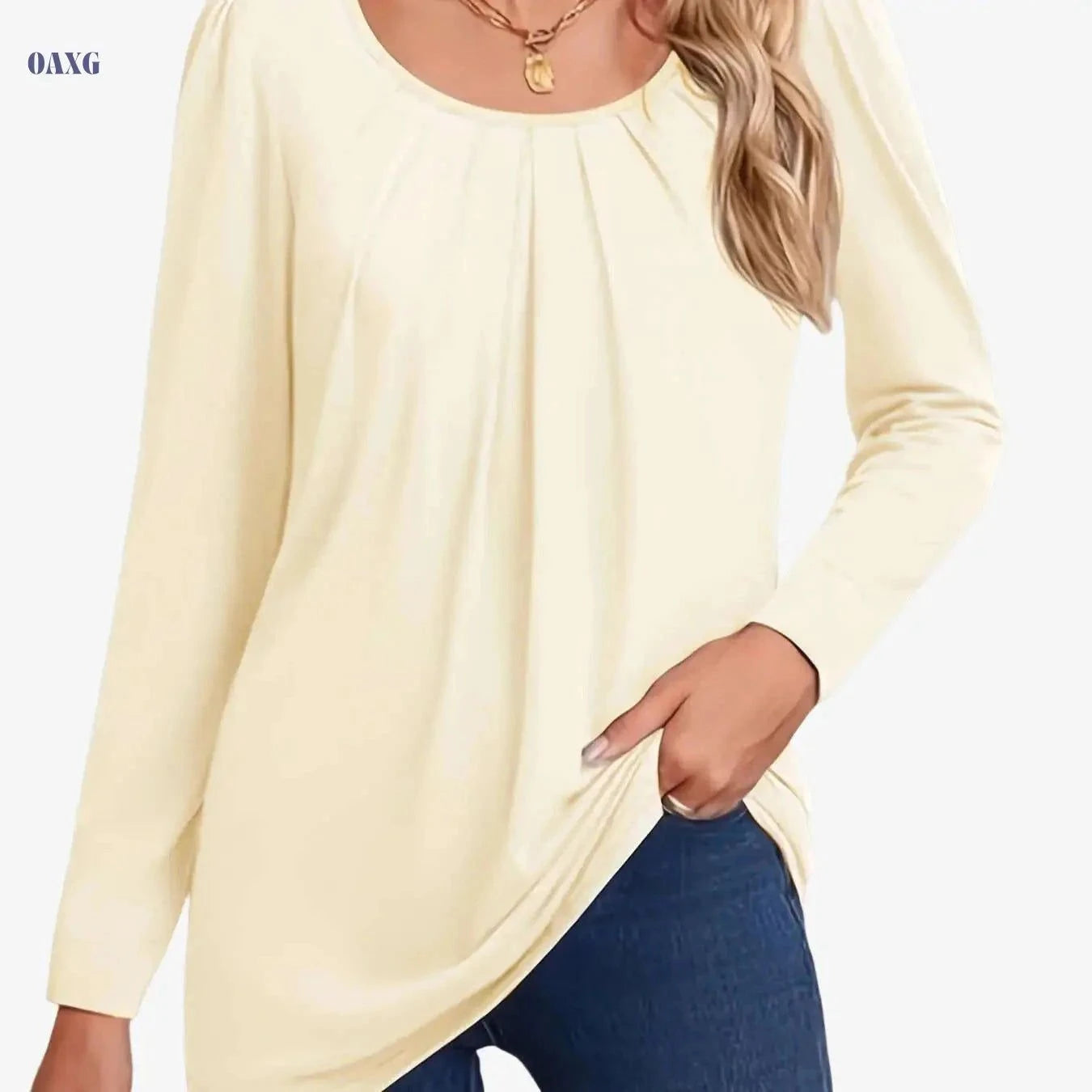 Women's Elegant Long Sleeve Blouse - Chic Office & Party Top   OAXG Royal Blue / S