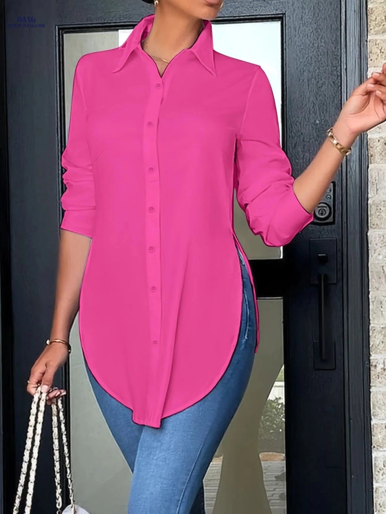 Women's Elegant Long Sleeve Blouse - Non-See-Through & Stylish   OAXG White / XS