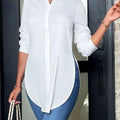 Women's Elegant Long Sleeve Blouse - Non-See-Through & Stylish   OAXG White / XS