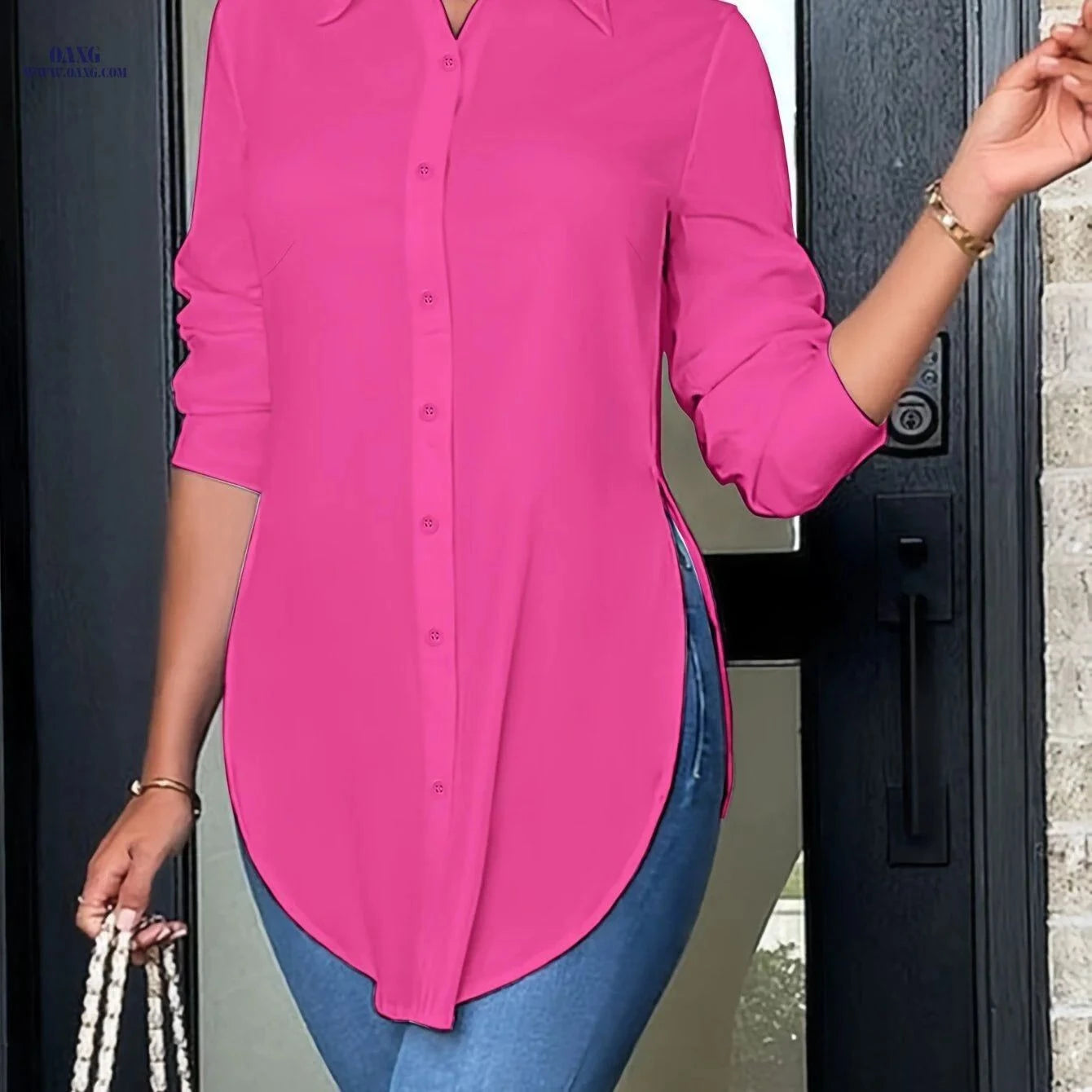 Women's Elegant Long Sleeve Blouse - Non-See-Through & Stylish   OAXG White / XS