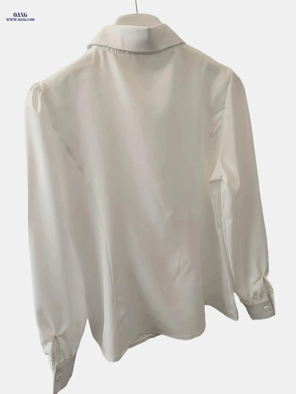 Women's Elegant Long Sleeve Blouse - Solid Color, Casual & Formal Wear   OAXG White / S