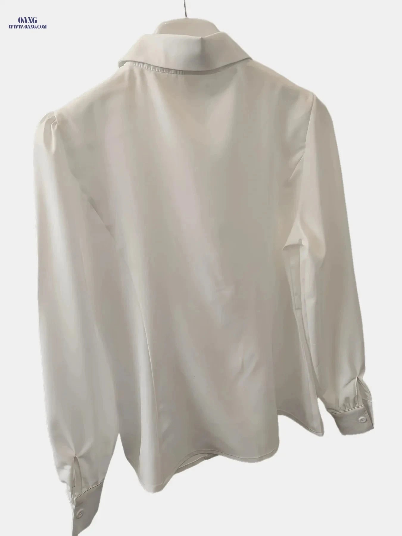 Women's Elegant Long Sleeve Blouse - Solid Color, Casual & Formal Wear   OAXG White / S