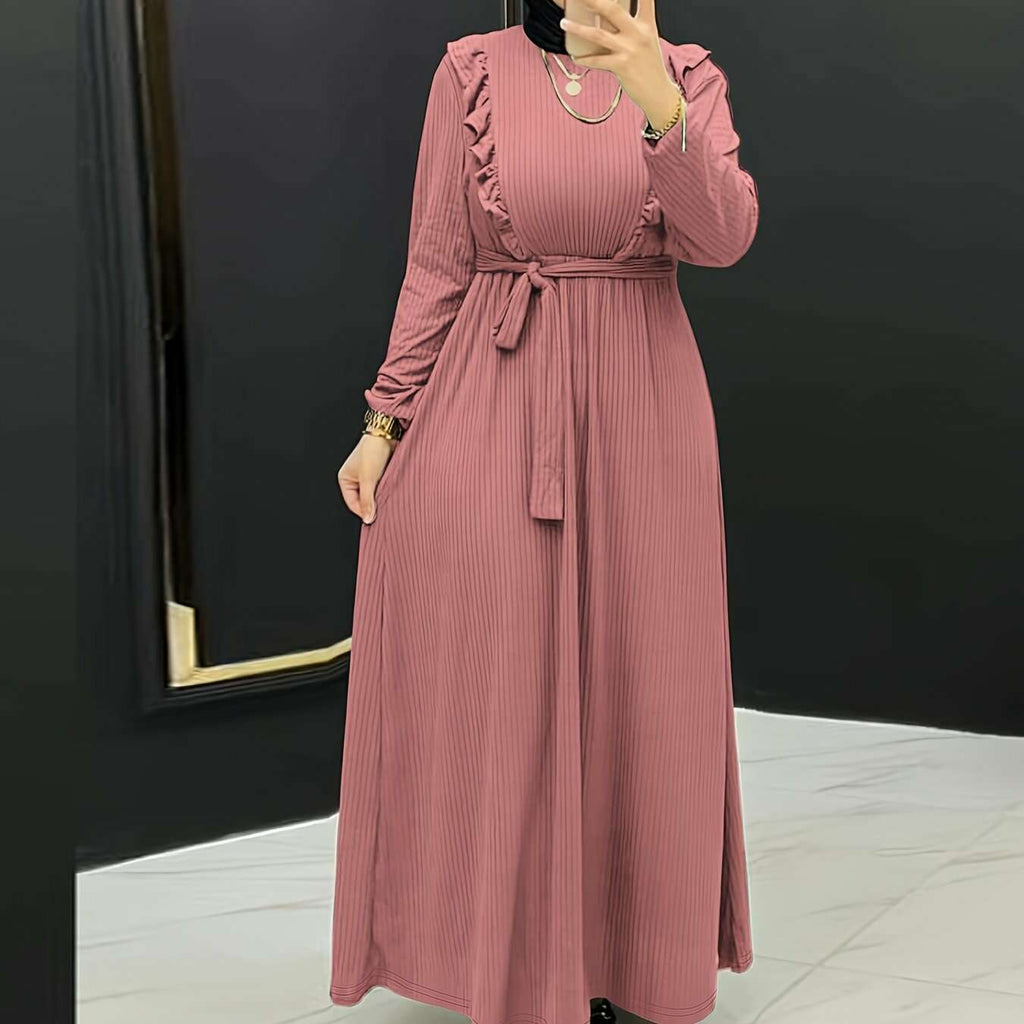 Women's Elegant Modest Maxi Dress - All-Season Traditional Islamic Attire   OAXG 