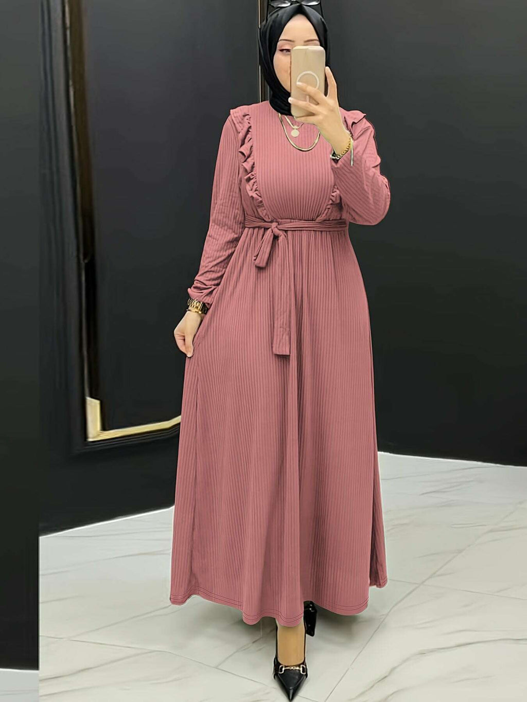 Women's Elegant Modest Maxi Dress - All-Season Traditional Islamic Attire   OAXG 