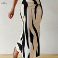 Women's Elegant Printed Pleated Skirt - Perfect for Spring/Fall   OAXG Black / S