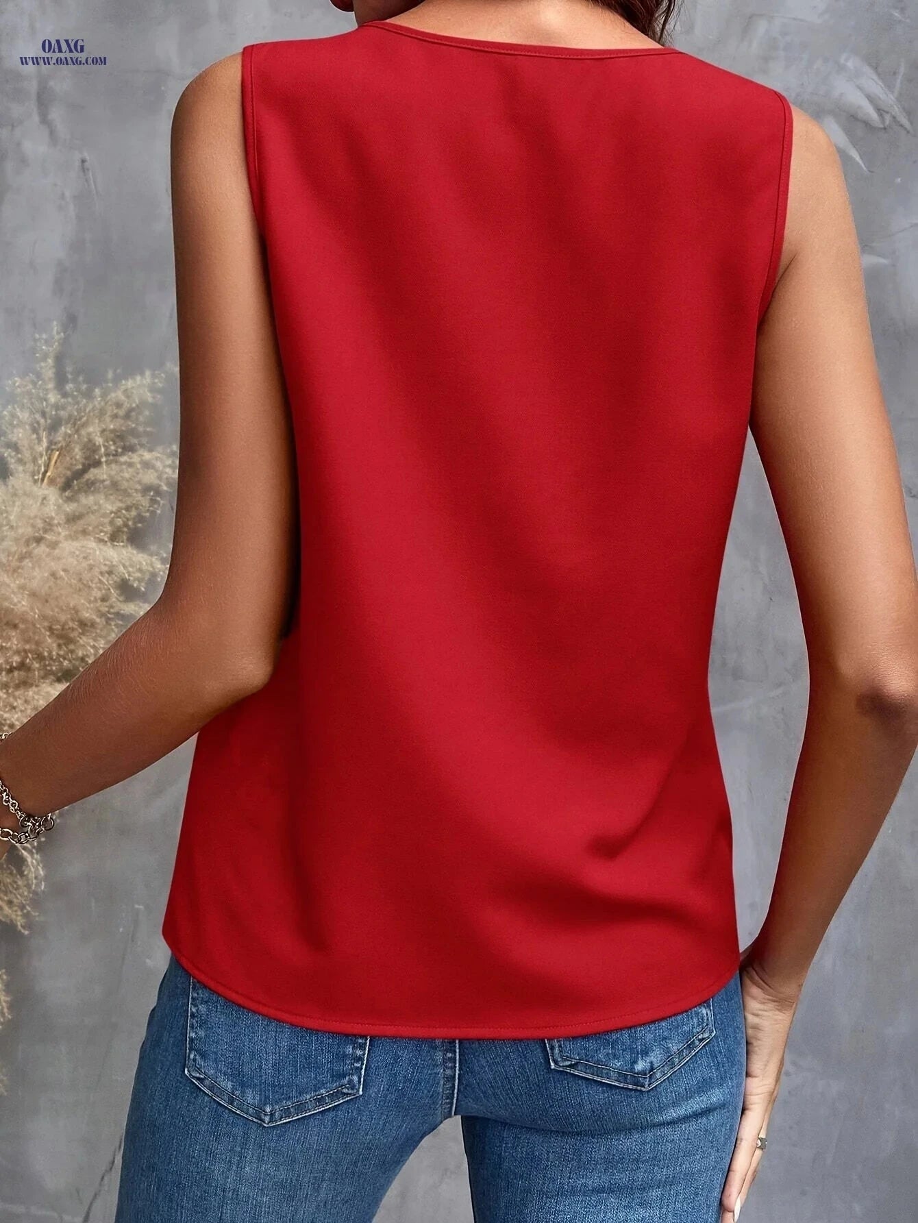 Women's Elegant Ruffled V-Neck Blouse - Versatile Solid Color Top   OAXG 