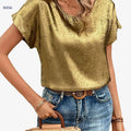 Women's Elegant Satin-Finish Golden Shirt - Loose-Fit Summer Top   OAXG Golden / S