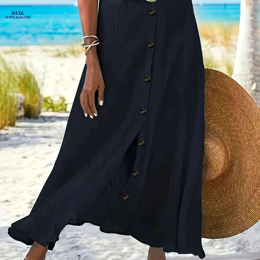 Women's Elegant Semi-Sheer Midi Skirt - Stretchy A-Line Style   OAXG 