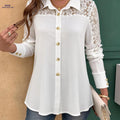 Women's Elegant Sheer Lace Long Sleeve Open Front Top - Casual Style   OAXG White / S