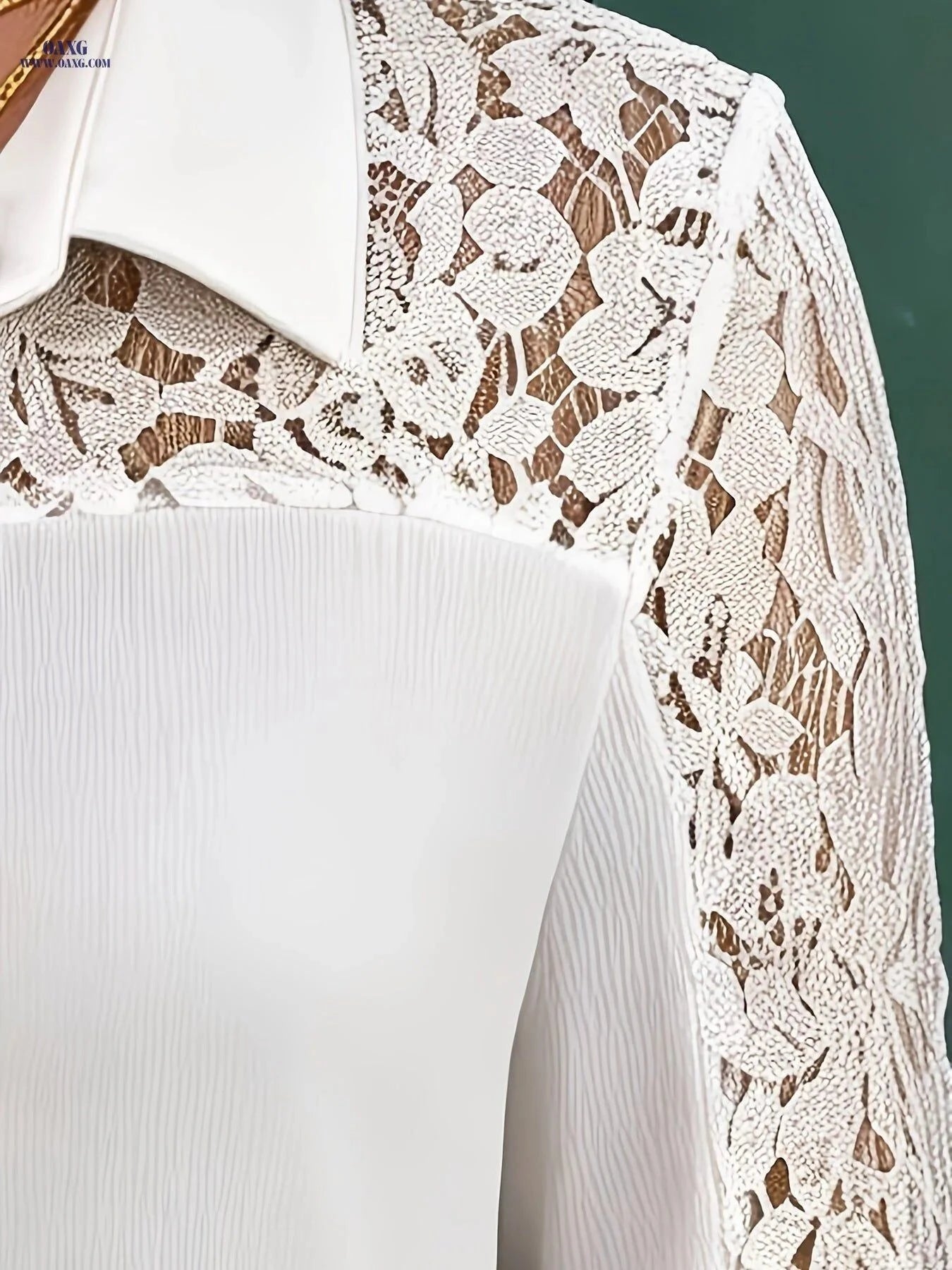 Women's Elegant Sheer Lace Long Sleeve Open Front Top - Casual Style   OAXG White / S