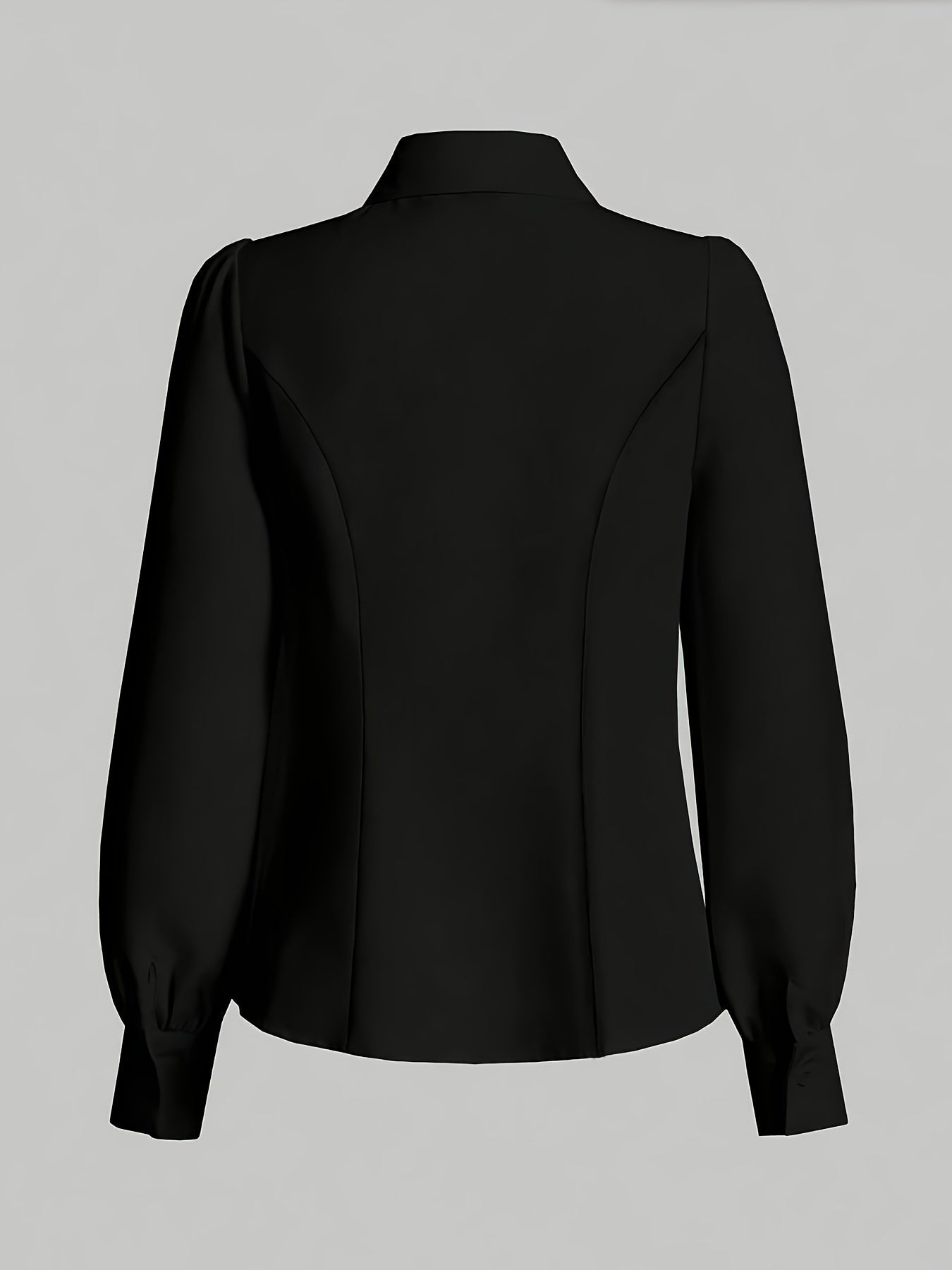 Women's Elegant Solid Color Collar Long Sleeve Blouse - Regular Fit All-Season Machine Washable Shirt for Casual & Formal Wear, Seasonal Fashion, Classic Buttonup, Nontransparent Fabric   OAXG White / S