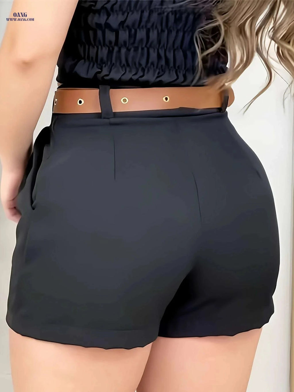 Women's Elegant Solid Color Shorts - Regular Fit for All Season Wear   OAXG 