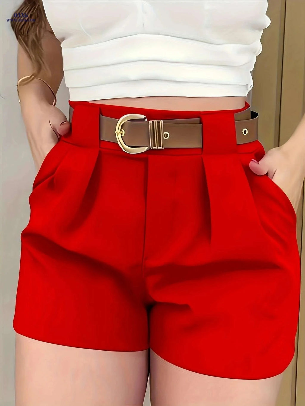 Women's Elegant Solid Color Shorts - Regular Fit for All Season Wear   OAXG 