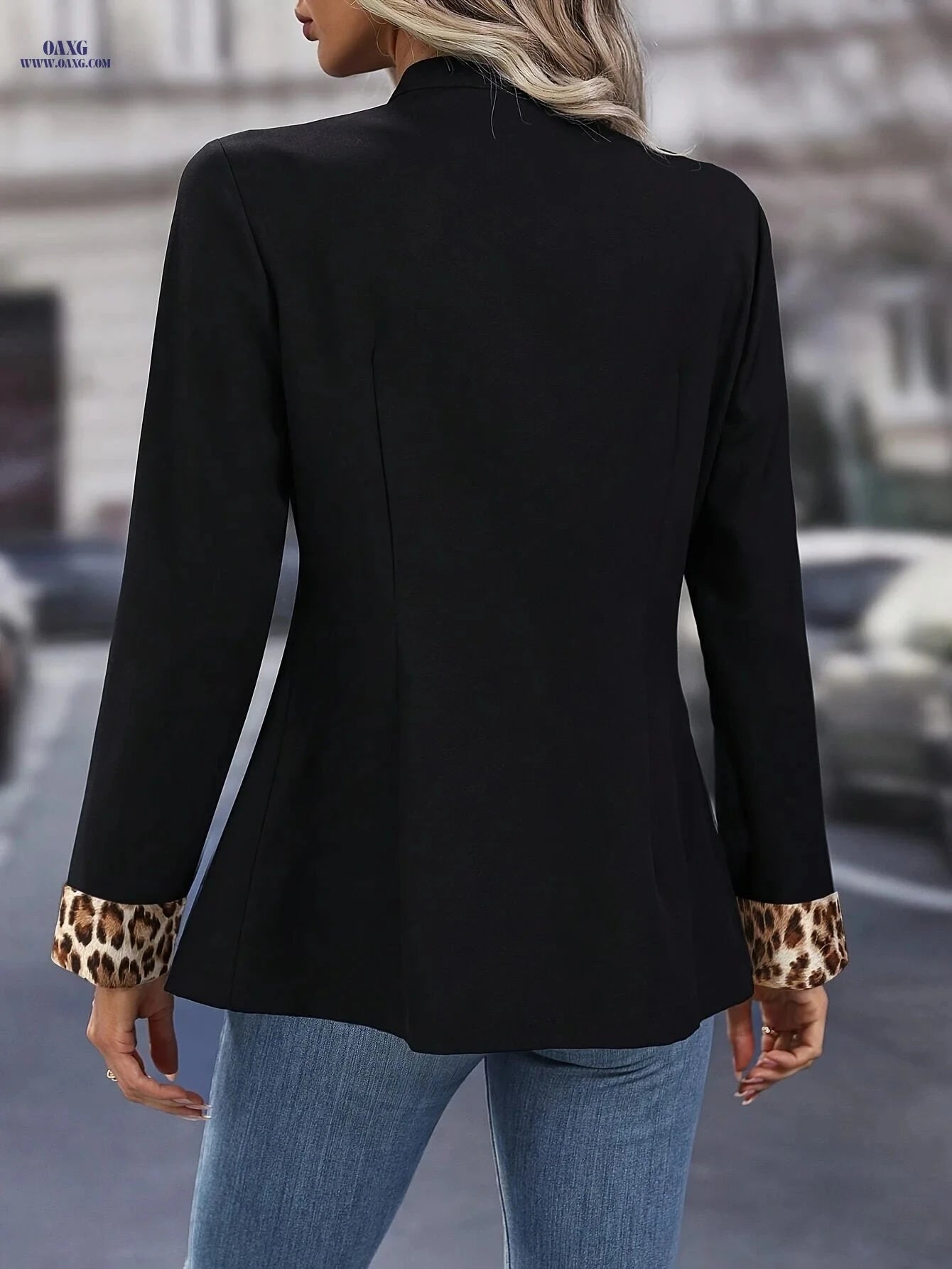 Women's Elegant Stand Collar Jacket - Long Sleeve, Regular Fit   OAXG 