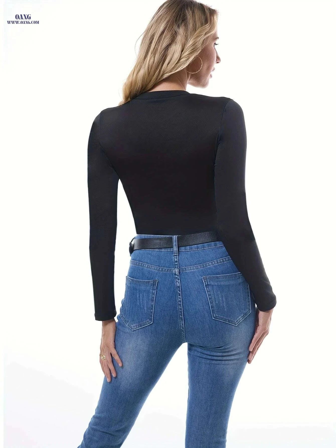 Women's Elegant Thermal Bodysuit - Soft Long Sleeve Jumpsuit for Fall   OAXG Black / S