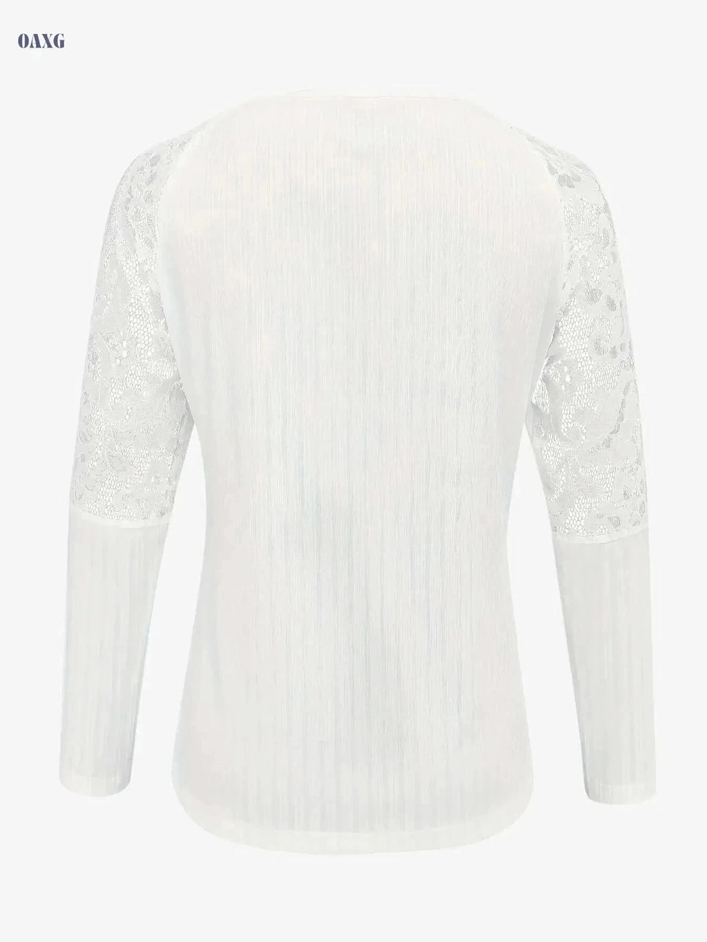 Women's Elegant V-Neck Blouse – Lace Trim, Long Sleeve Top   OAXG Black / S