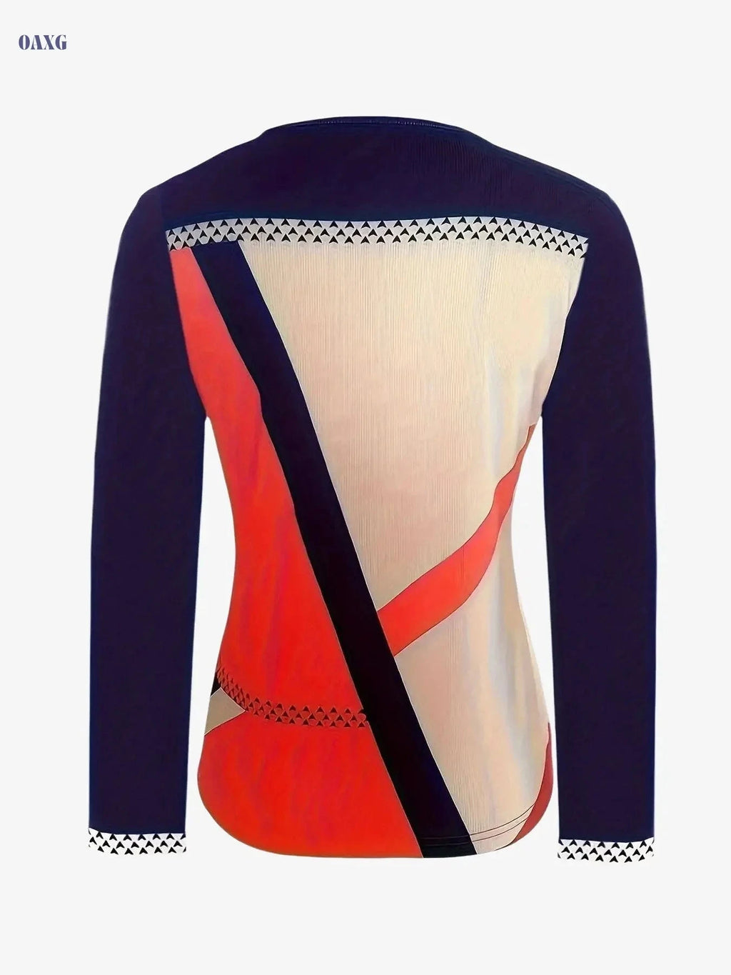 Women's Elegant V-Neck Color Block T-Shirt with Zipper Accents   OAXG 