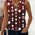 Women's Elegant V-Neck Polka Dot Blouse - Casual Summer Style   OAXG Burgundy / S