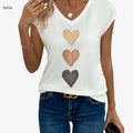 Women's Elegant V-Neck T-Shirt - Geometric Print, Regular Fit   OAXG 