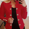 Women’s Elegant White Double-Breasted Blazer - Casual to Formal Wear   OAXG Red / S
